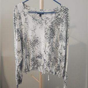 Express Black and White Patterned Blouse